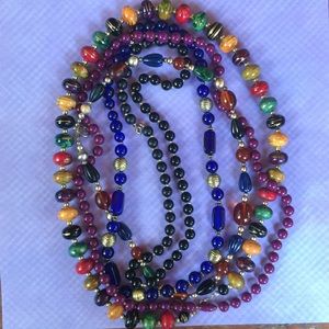 Lot vintage bead necklaces jewel tones